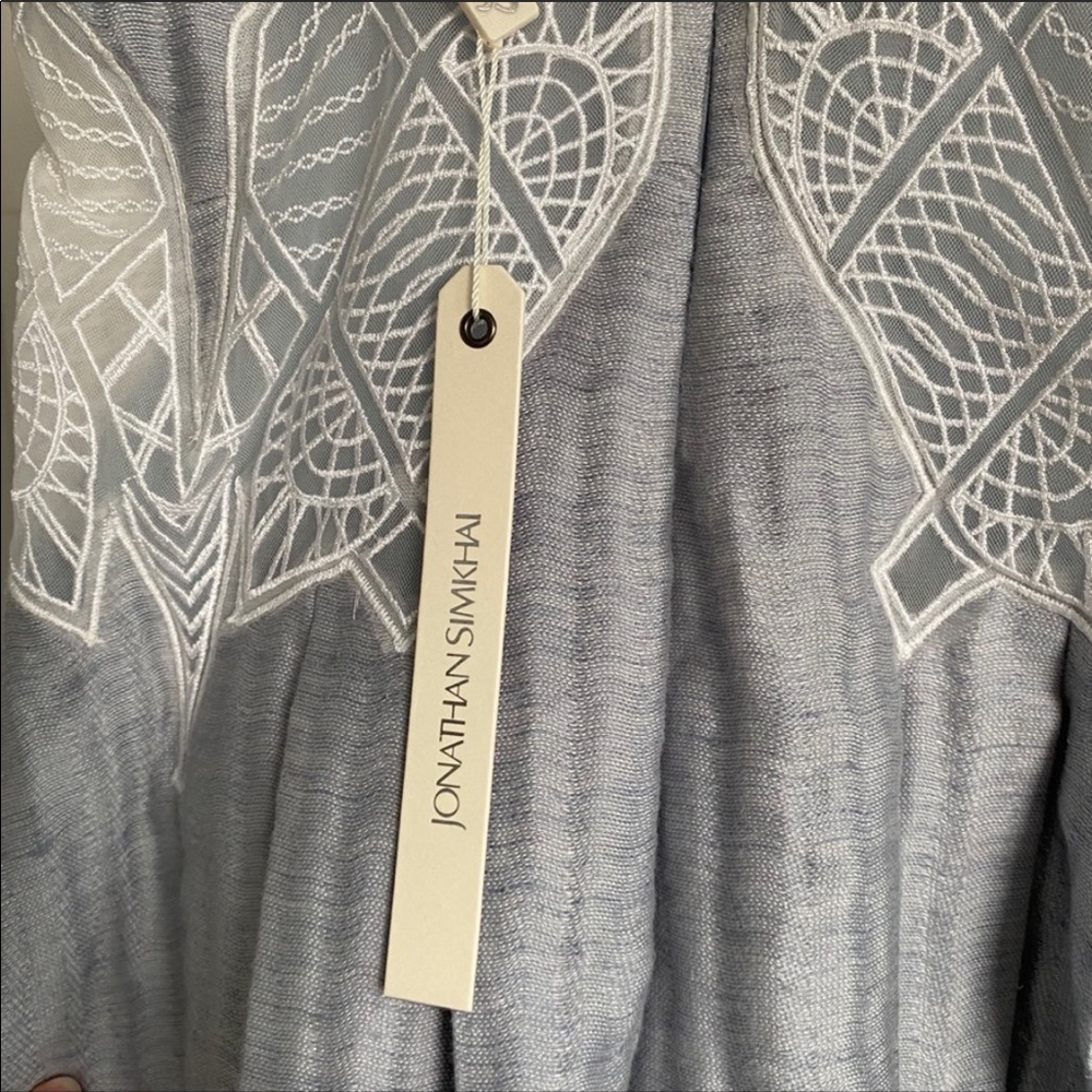 🦋 Jonathan Simkhai Pleated Linen Lattice Romper NWT - Picture 14 of 16